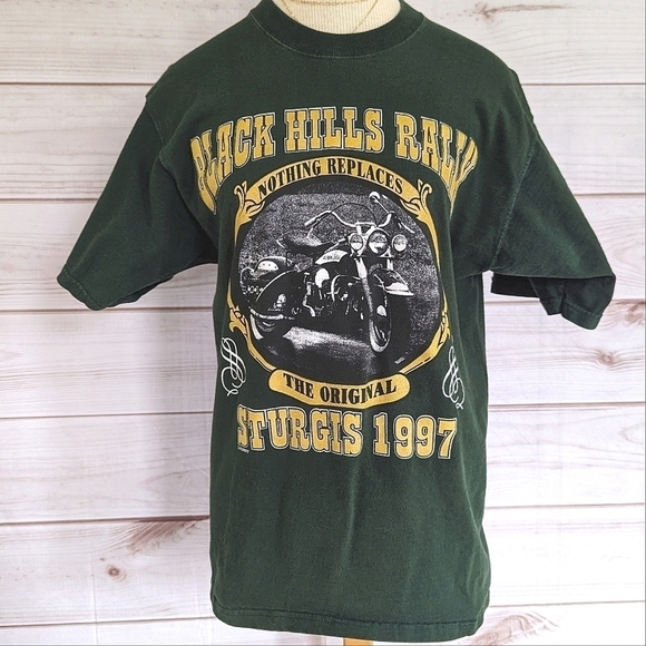 Vintage Sturgis 1997 Black Hills Rally 57th Anniversary Tee in Green Size Medium - Picture 1 of 11